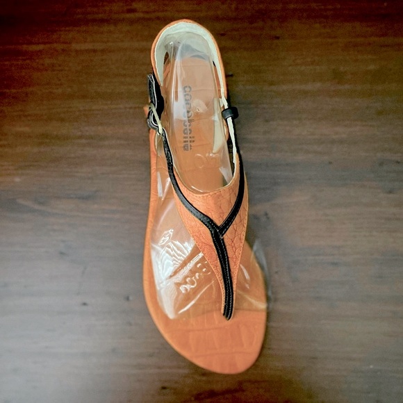 New - Cocobelle thong sandal in embossed orange leather, brown accents - Size 9 - Picture 5 of 8